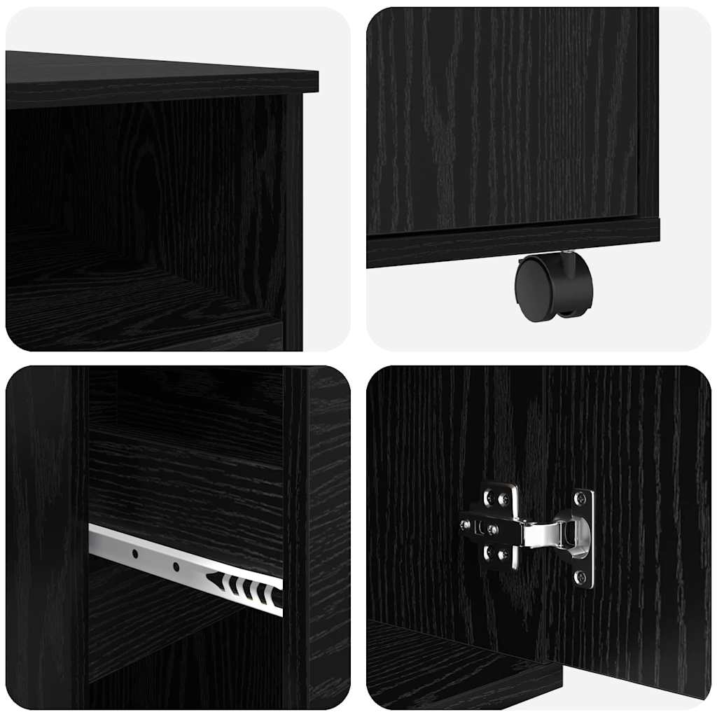 vidaXL Tisch mit Rädern mit Regal Schwarz Eichen-Optik 91 x 50 x 77 cm