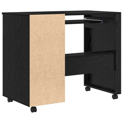 vidaXL Tisch mit Rädern mit Regal Schwarz Eichen-Optik 91 x 50 x 77 cm