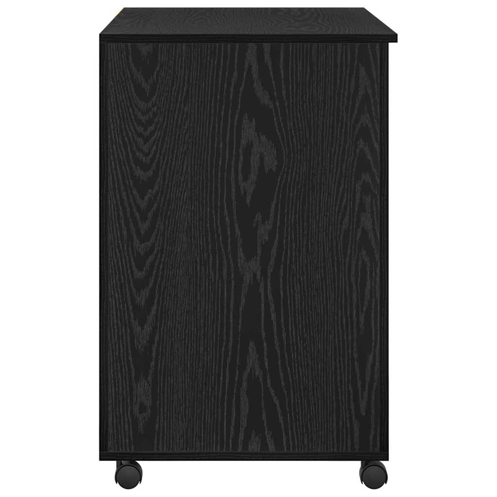 vidaXL Tisch mit Rädern mit Regal Schwarz Eichen-Optik 91 x 50 x 77 cm