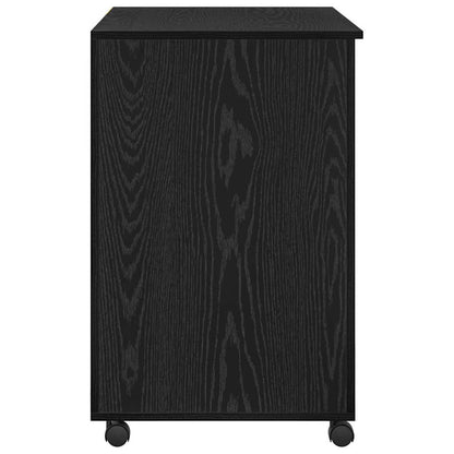 vidaXL Tisch mit Rädern mit Regal Schwarz Eichen-Optik 91 x 50 x 77 cm