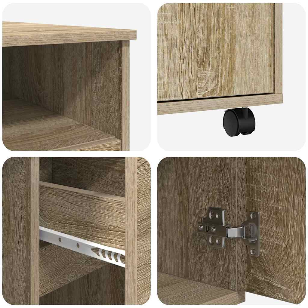 vidaXL Tisch mit Rädern Sonoma-Eiche 91 x 50 x 77 cm Holzwerkstoff
