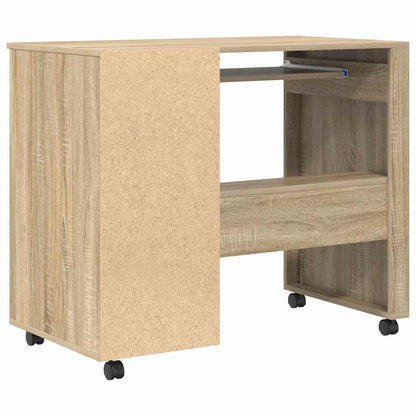 vidaXL Tisch mit Rädern Sonoma-Eiche 91 x 50 x 77 cm Holzwerkstoff