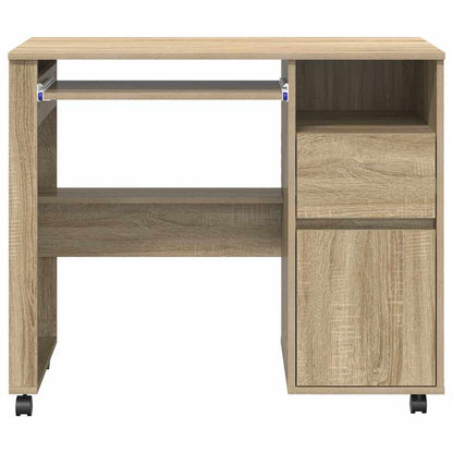 vidaXL Tisch mit Rädern Sonoma-Eiche 91 x 50 x 77 cm Holzwerkstoff