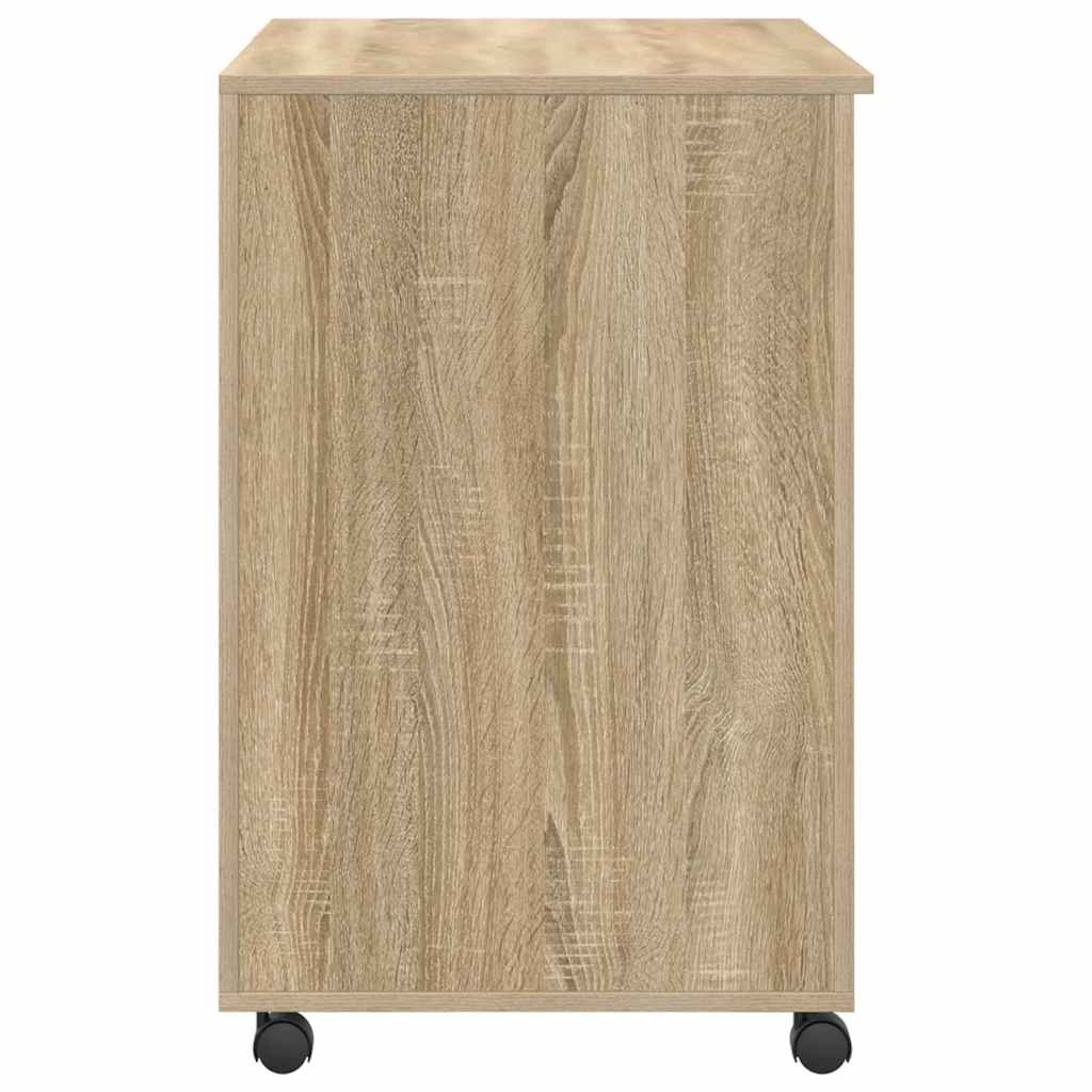 vidaXL Tisch mit Rädern Sonoma-Eiche 91 x 50 x 77 cm Holzwerkstoff