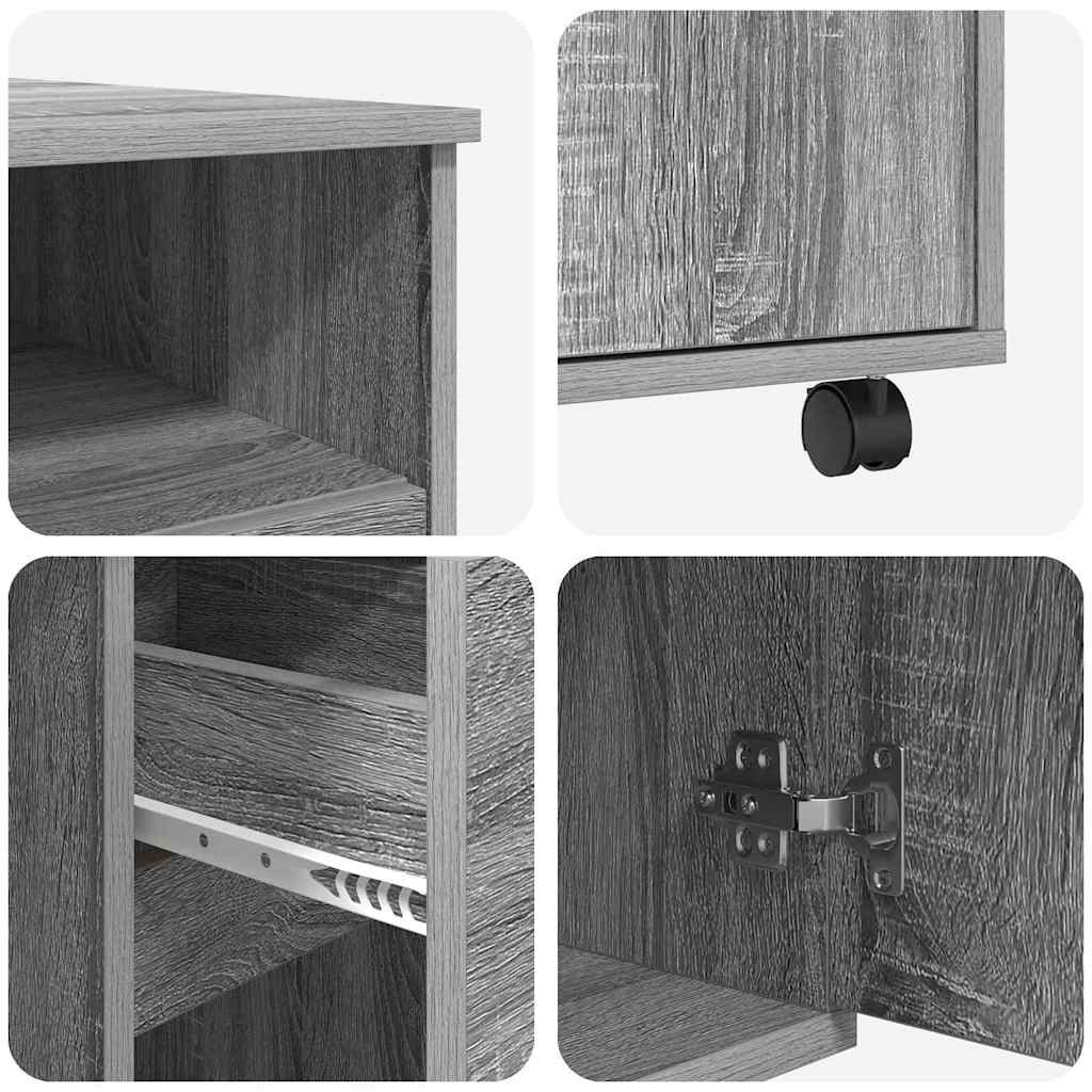 vidaXL Tisch mit Rädern Graues Sonoma 91 x 50 x 77 cm Holzwerkstoff
