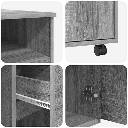 vidaXL Tisch mit Rädern Graues Sonoma 91 x 50 x 77 cm Holzwerkstoff