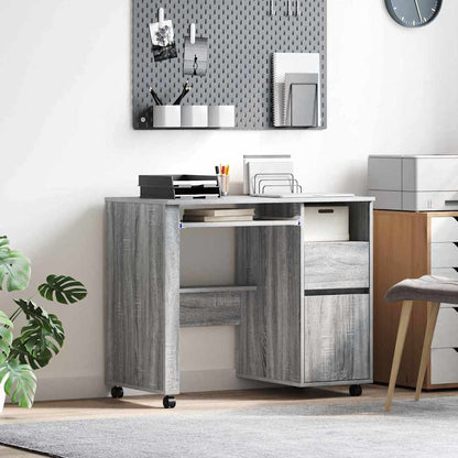 vidaXL Tisch mit Rädern Graues Sonoma 91 x 50 x 77 cm Holzwerkstoff