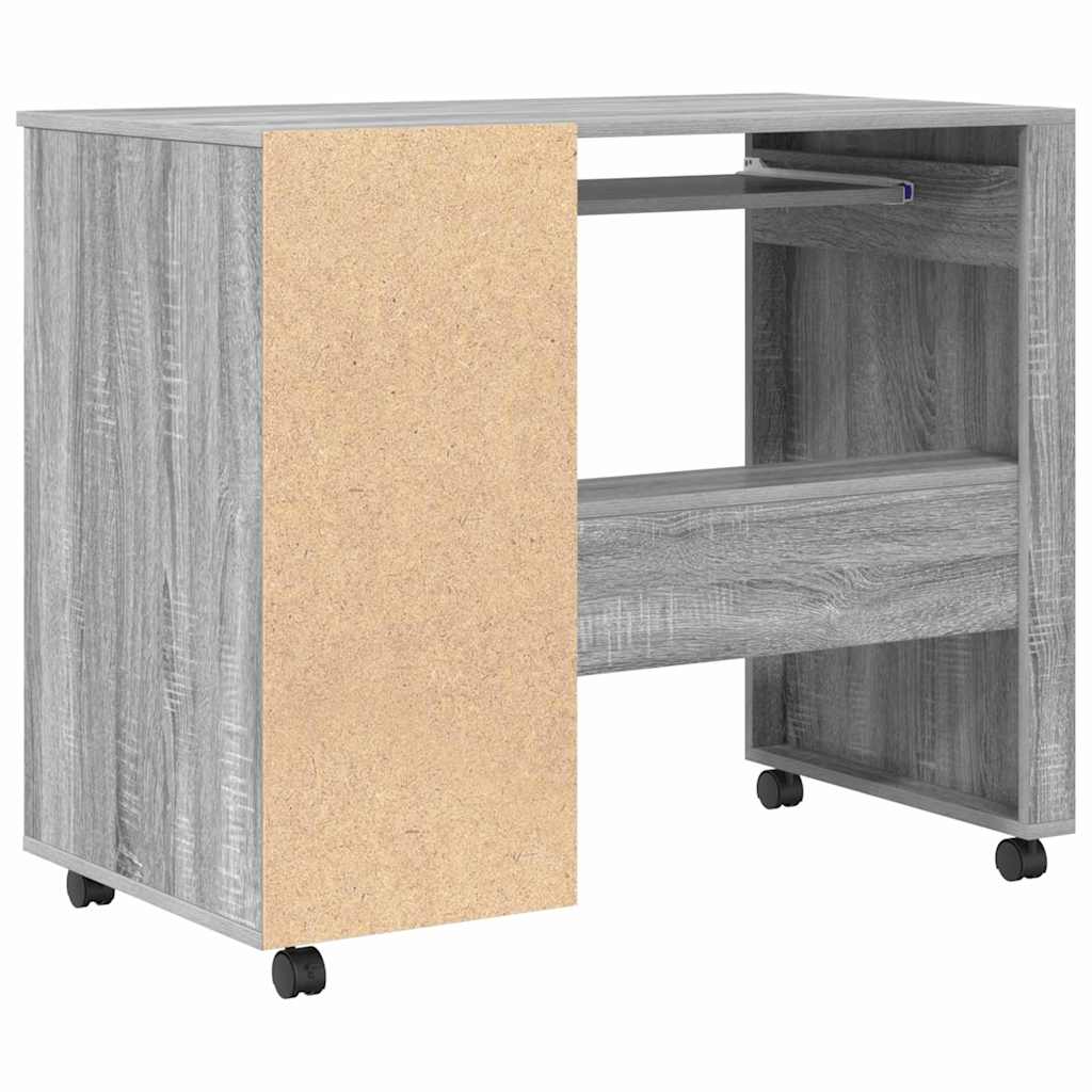 vidaXL Tisch mit Rädern Graues Sonoma 91 x 50 x 77 cm Holzwerkstoff