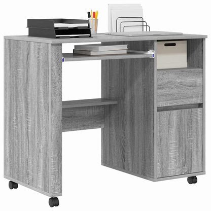 vidaXL Tisch mit Rädern Graues Sonoma 91 x 50 x 77 cm Holzwerkstoff