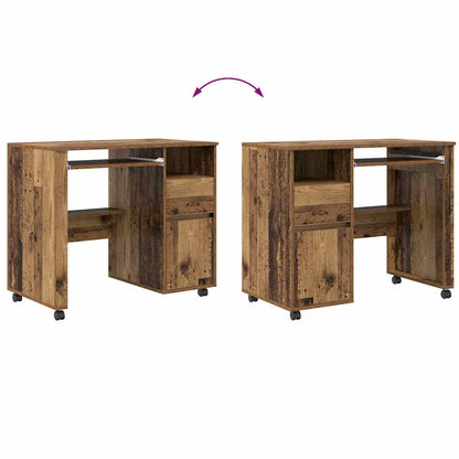 vidaXL Tisch mit Rädern Mit Rad Altholz 91 x 50 x 77 cm Holzwerkstoff