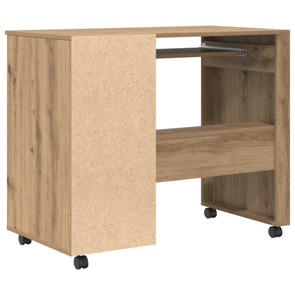 vidaXL Tisch mit Rädern Artisan-Eiche 91 x 50 x 77 cm Holzwerkstoff