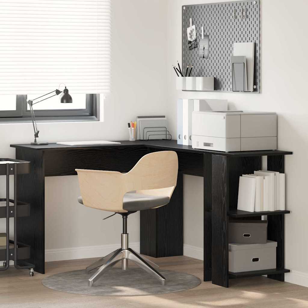 vidaXL Eck-Schreibtisch Schwarz Eichen-Optik 140 x 113,5 x 75 cm