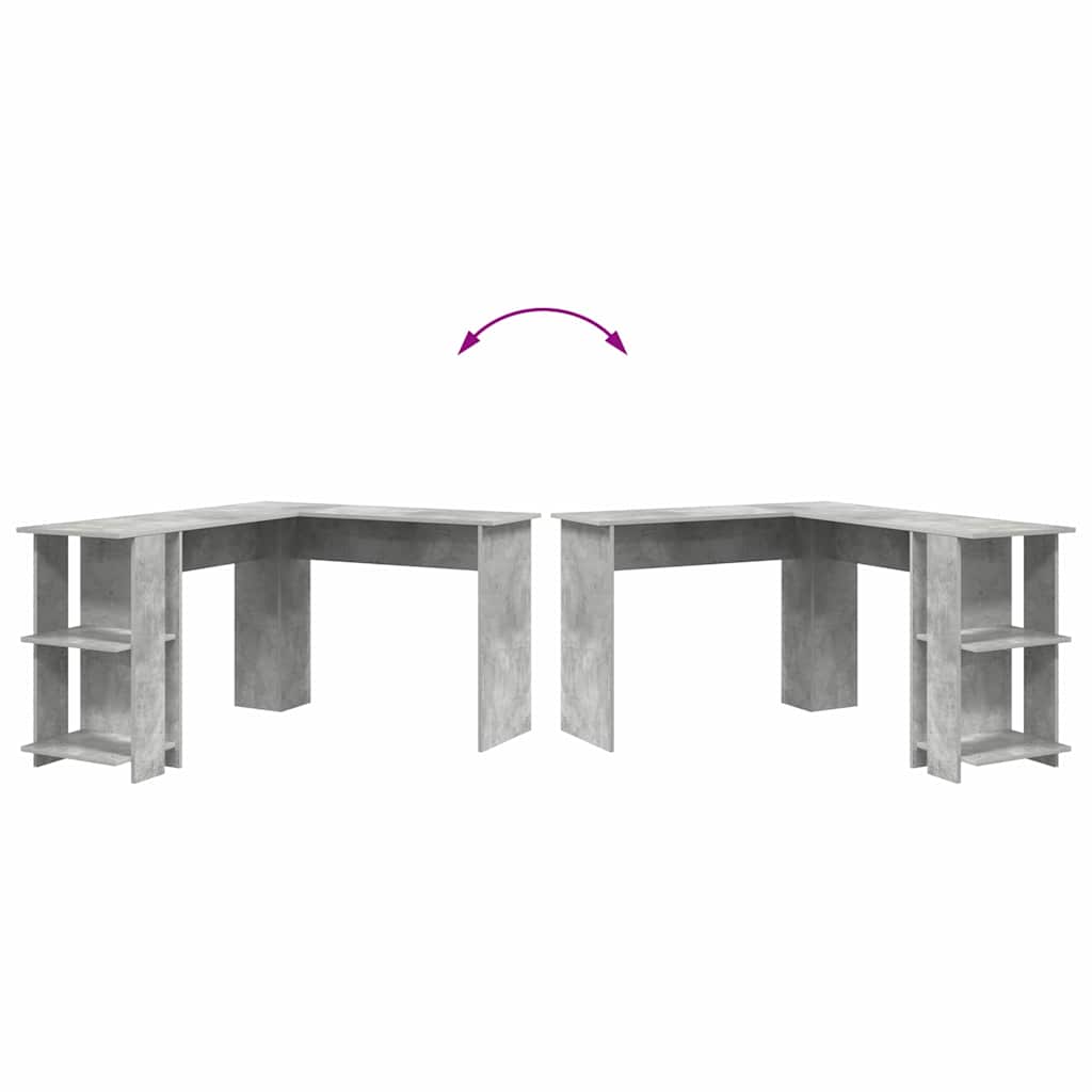 vidaXL Eck-Schreibtisch Beton Grau 140 x 113,5 x 75 cm Holzwerkstoff