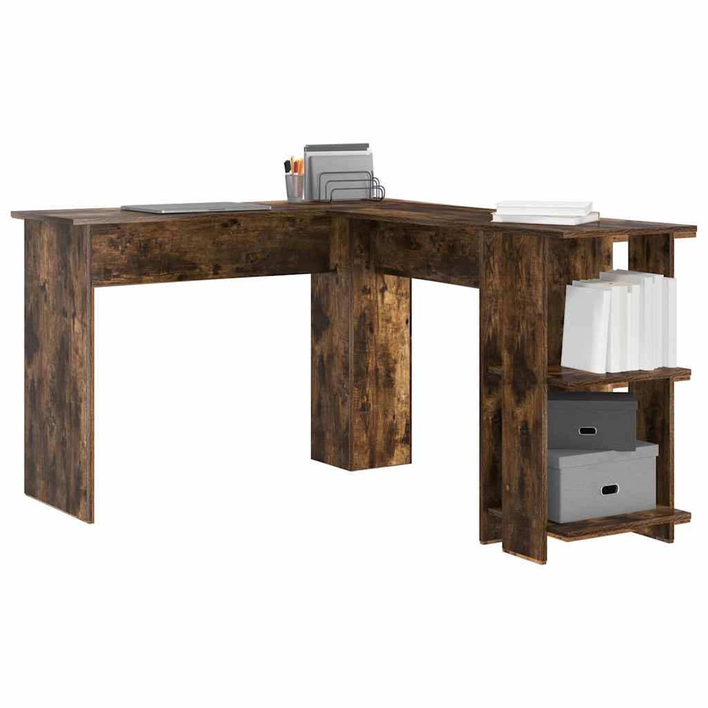 vidaXL Eck-Schreibtisch Geräucherte Eiche 140 x 113,5 x 75 cm