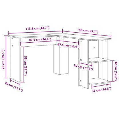 vidaXL Eck-Schreibtisch Altholz 140 x 113,5 x 75 cm Holzwerkstoff