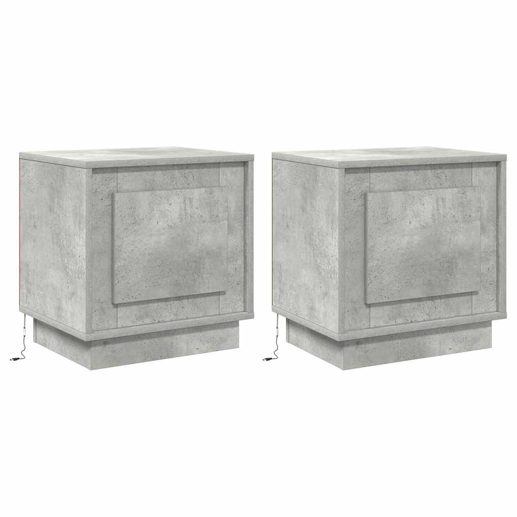 Nachttisch 2 pcs Beton Grau 44 x 34,5 x 45 cm Holzwerkstoff