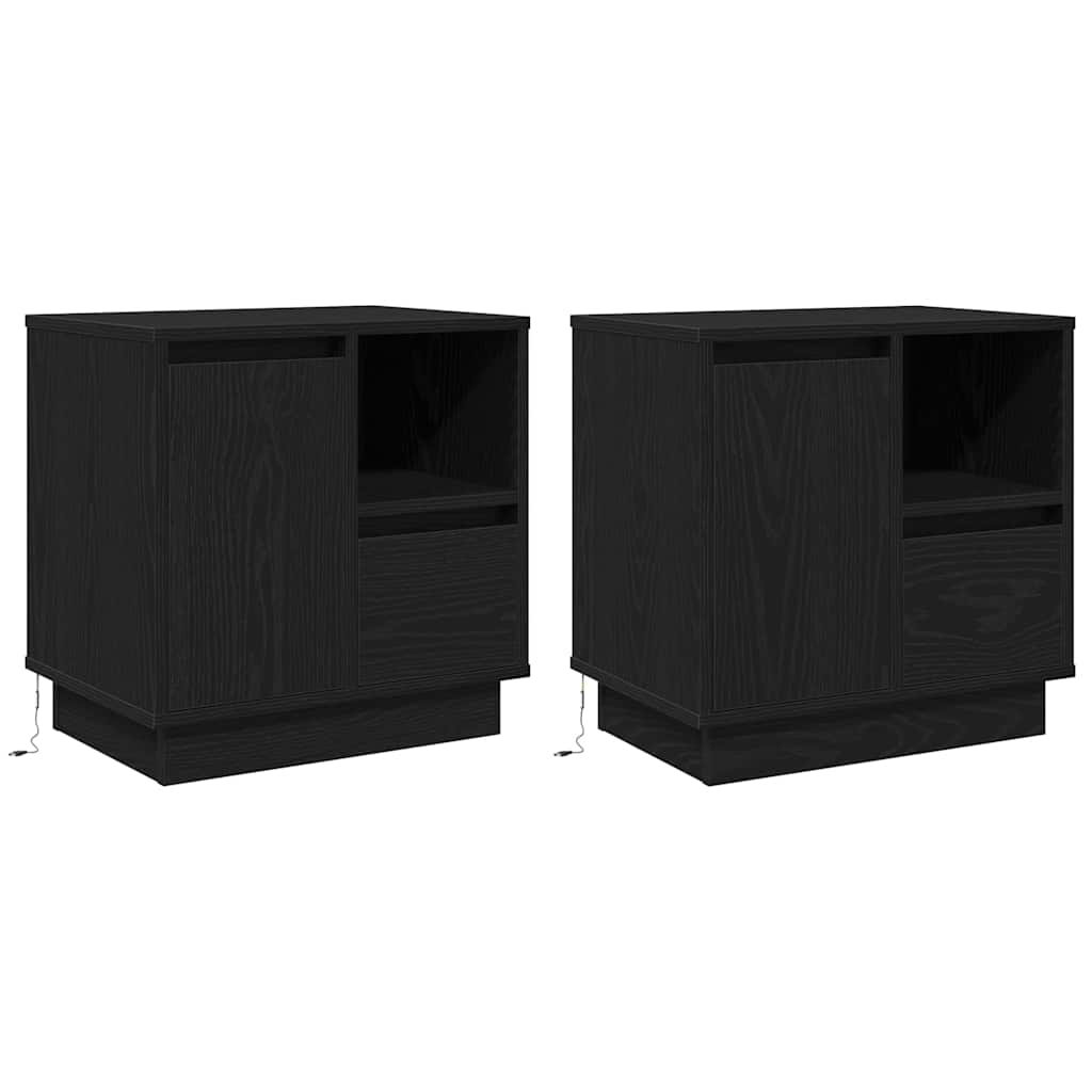 vidaXL Nachttisch 2 pcs Schwarz Eichen-Optik 50 x 34,5 x 50 cm