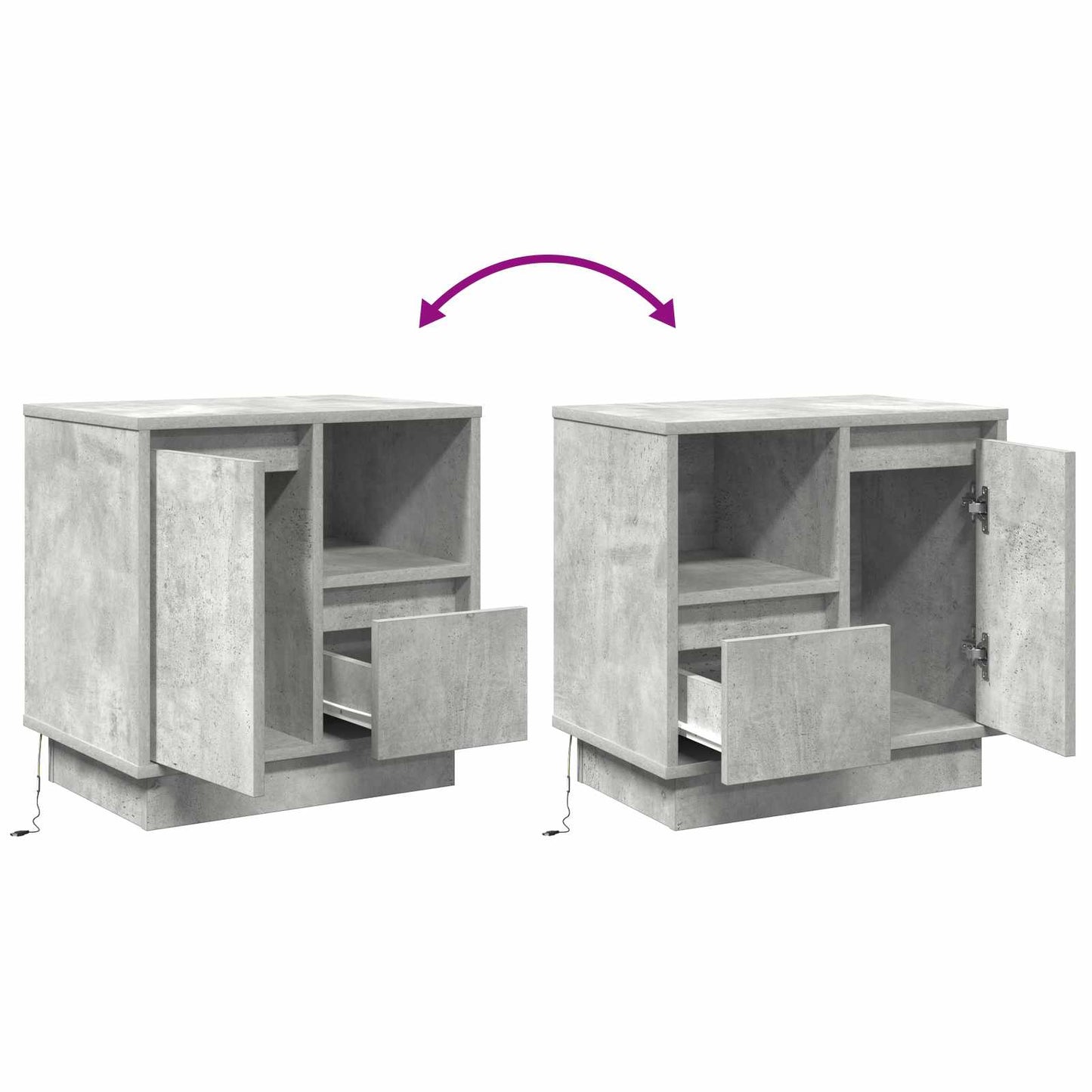 vidaXL Nachttisch 2 pcs Beton Grau 50 x 34,5 x 50 cm Holzwerkstoff