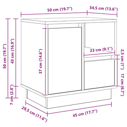Nachttisch mit Schubladen Grau 50 x 34,5 x 50 cm Holzwerkstoff