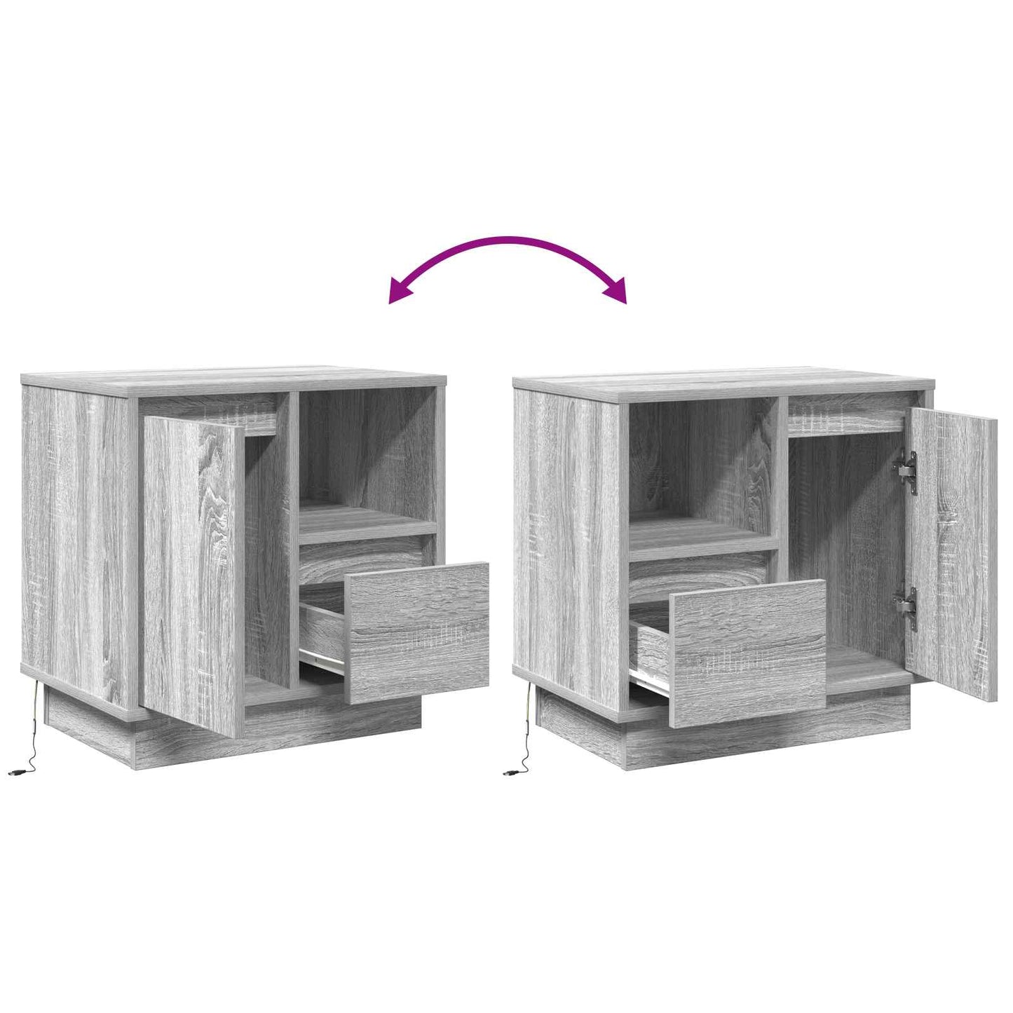 vidaXL Nachttisch 2 pcs Grau 50 x 34,5 x 50 cm Holzwerkstoff