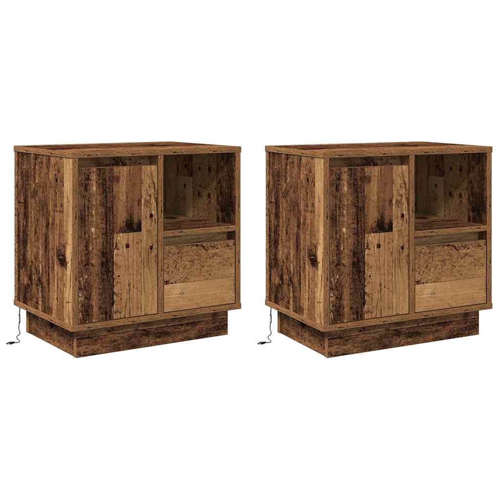 vidaXL Nachttisch 2 pcs Altholz 50 x 34,5 x 50 cm Holzwerkstoff