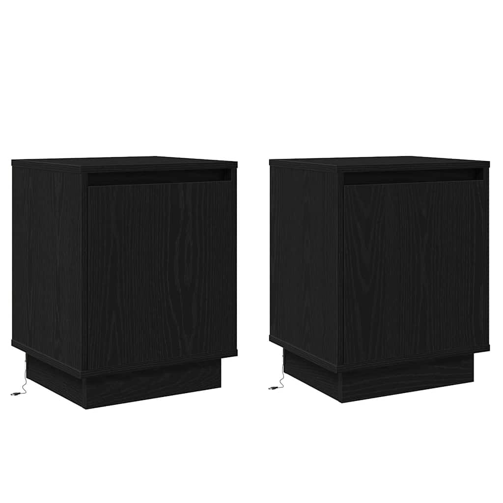 vidaXL Nachttisch 2 pcs Schwarz Eichen-Optik 39 x 34,5 x 50 cm