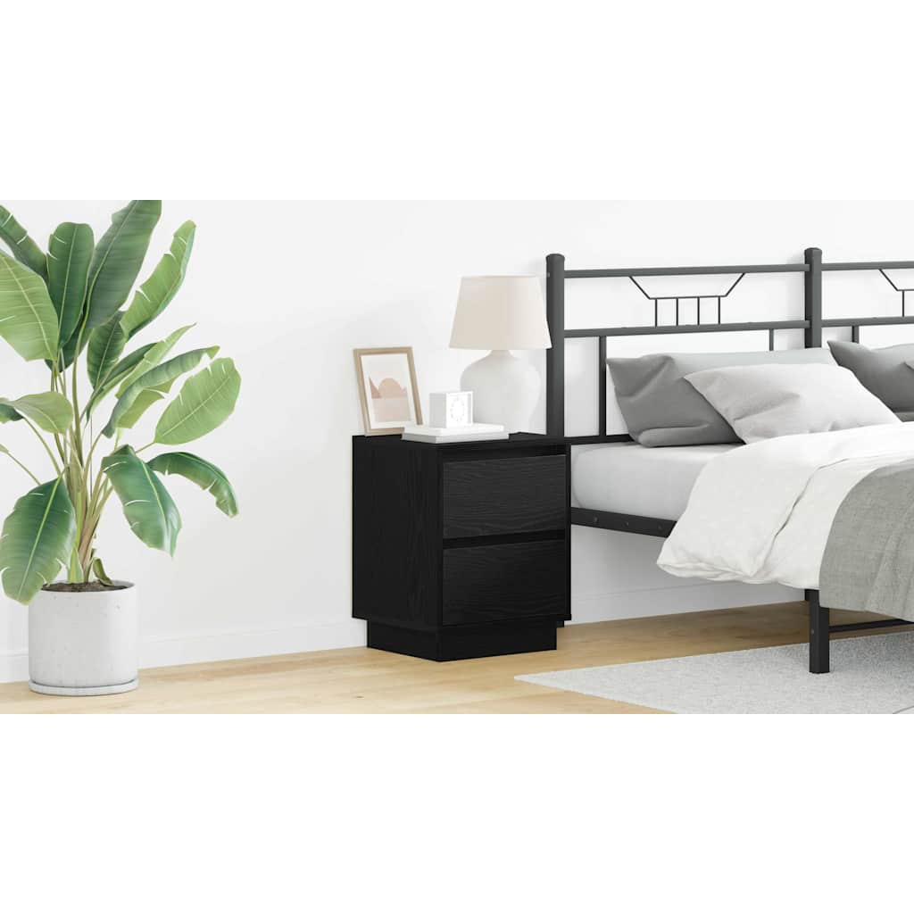 vidaXL Nachttisch 2 pcs Schwarz Eichen-Optik 39 x 34,5 x 50 cm