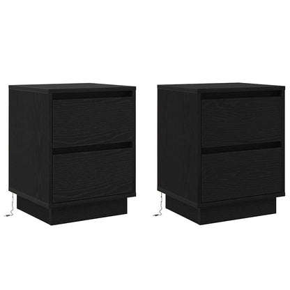 vidaXL Nachttisch 2 pcs Schwarz Eichen-Optik 39 x 34,5 x 50 cm