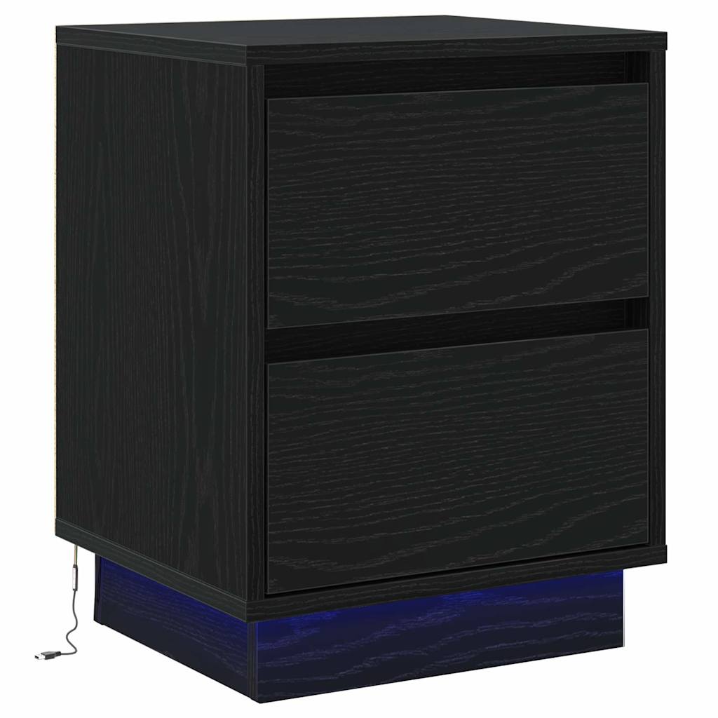 vidaXL Nachttisch 2 pcs Schwarz Eichen-Optik 39 x 34,5 x 50 cm