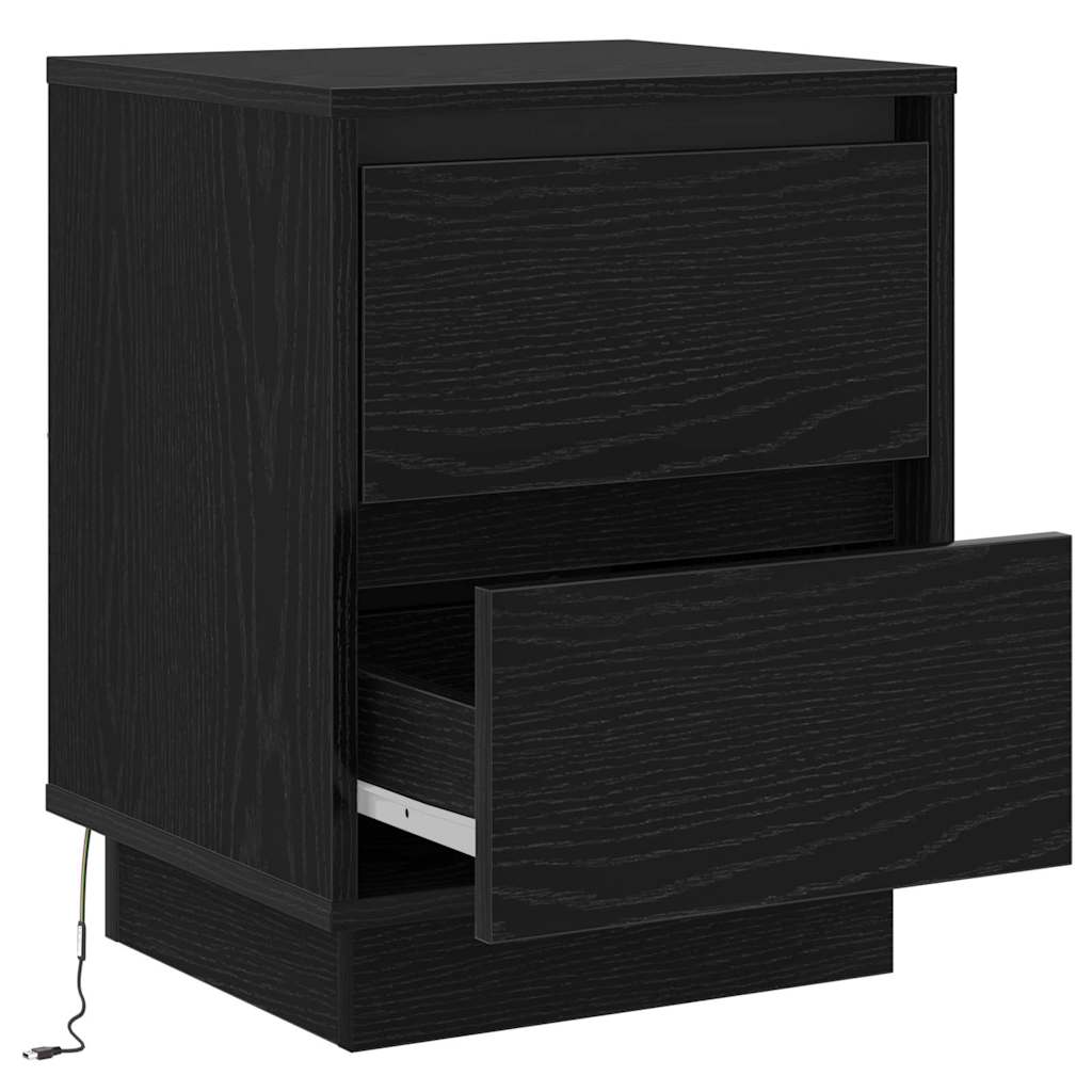 vidaXL Nachttisch 2 pcs Schwarz Eichen-Optik 39 x 34,5 x 50 cm