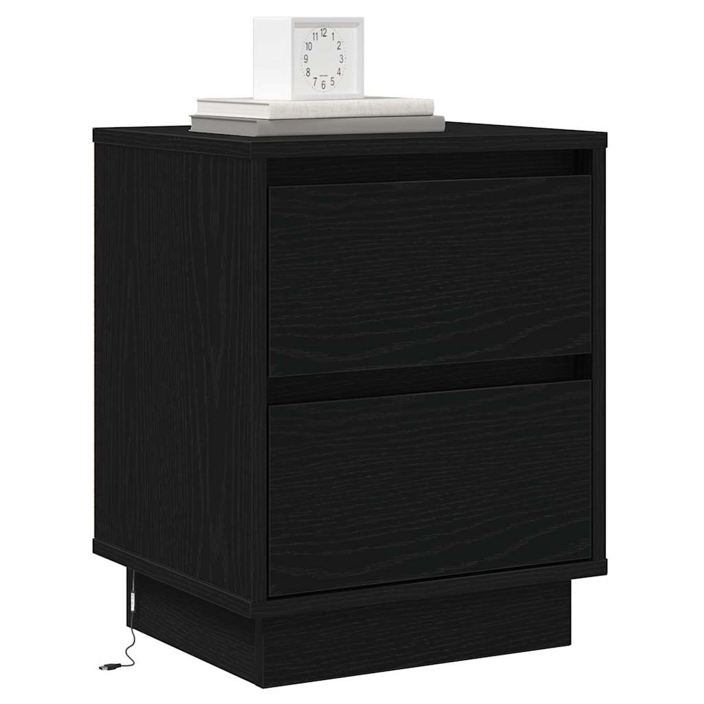 vidaXL Nachttisch 2 pcs Schwarz Eichen-Optik 39 x 34,5 x 50 cm