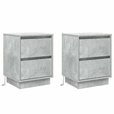 vidaXL Nachttisch 2 pcs Beton Grau 39 x 34,5 x 50 cm Holzwerkstoff