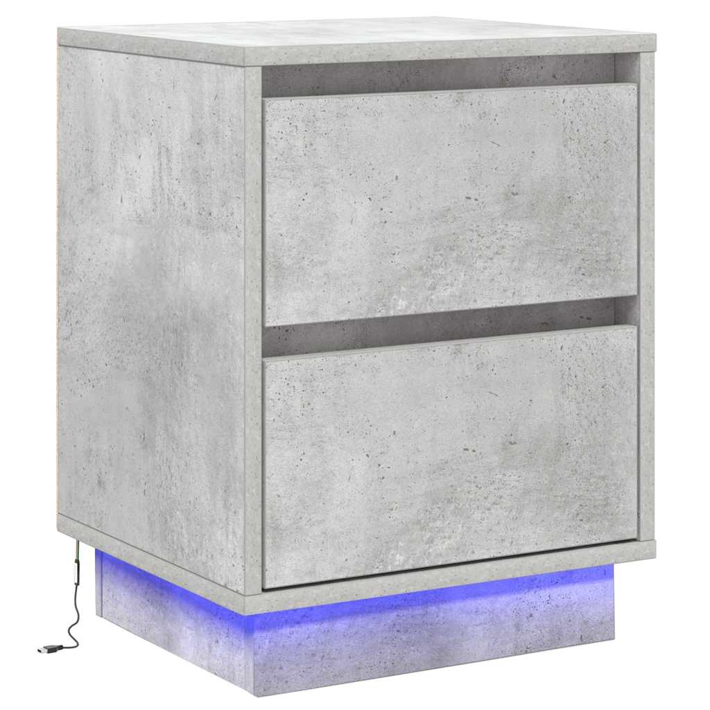 Nachttisch 2 pcs Beton Grau 39 x 34,5 x 50 cm Holzwerkstoff