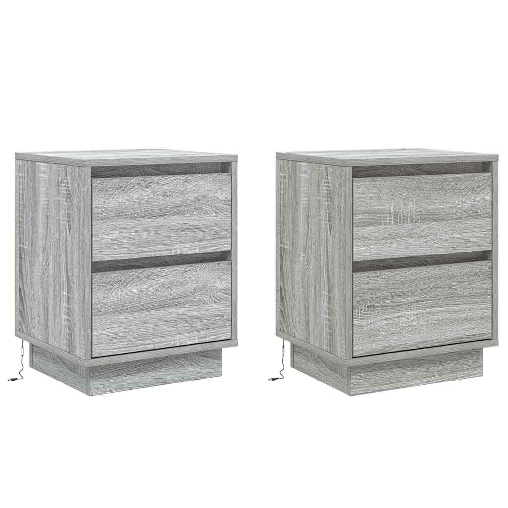 Nachttisch 2 pcs Grau 39 x 34,5 x 50 cm Holzwerkstoff