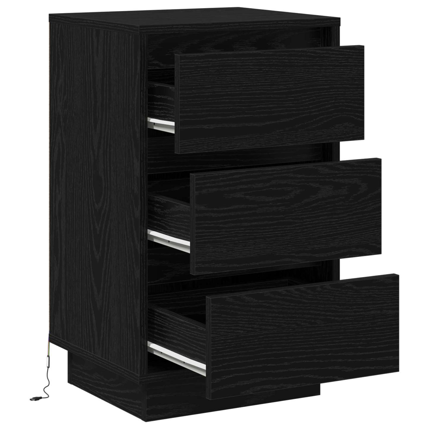 vidaXL Nachttisch Schwarz Eichen-Optik 39 x 34,5 x 65 cm Holzwerkstoff