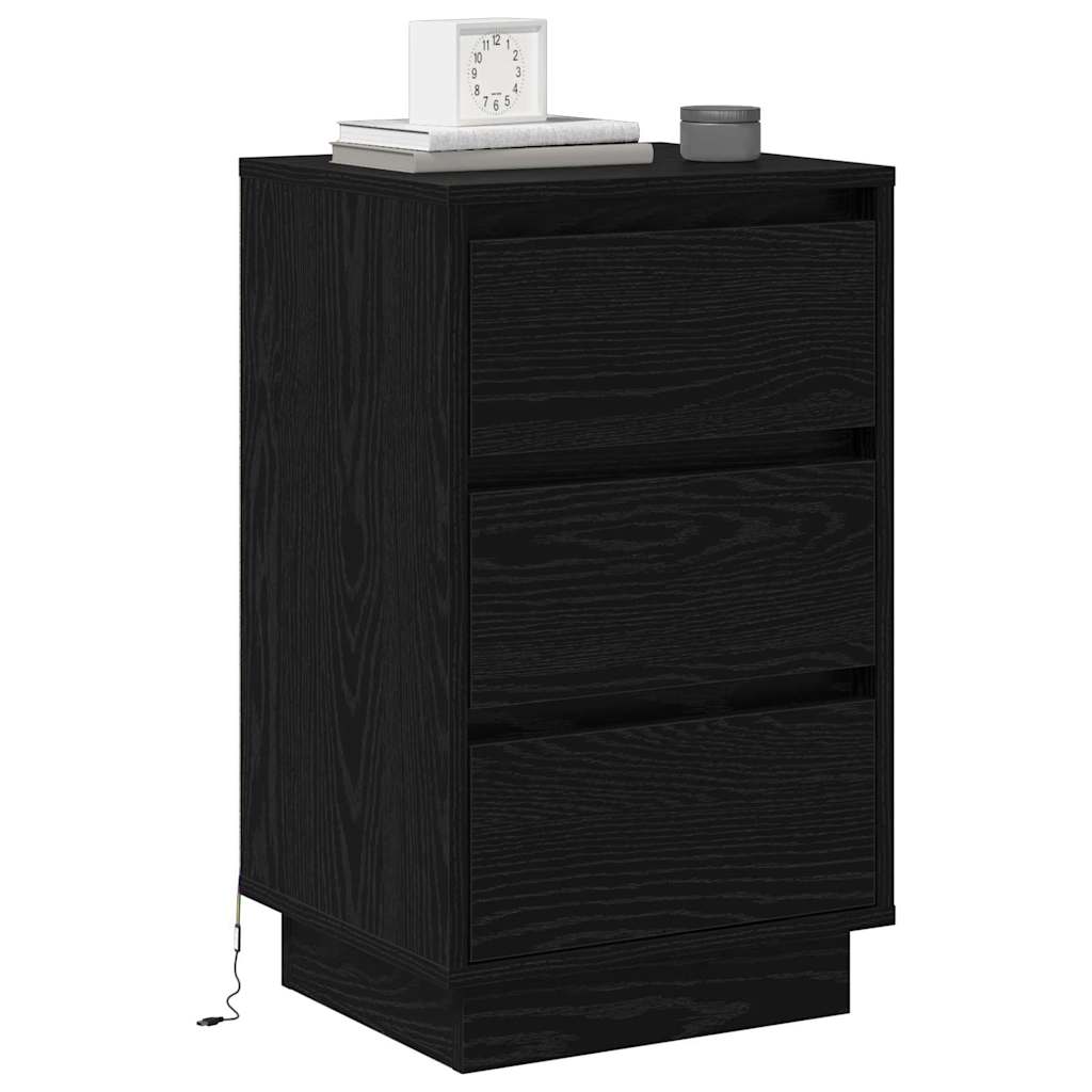 vidaXL Nachttisch Schwarz Eichen-Optik 39 x 34,5 x 65 cm Holzwerkstoff