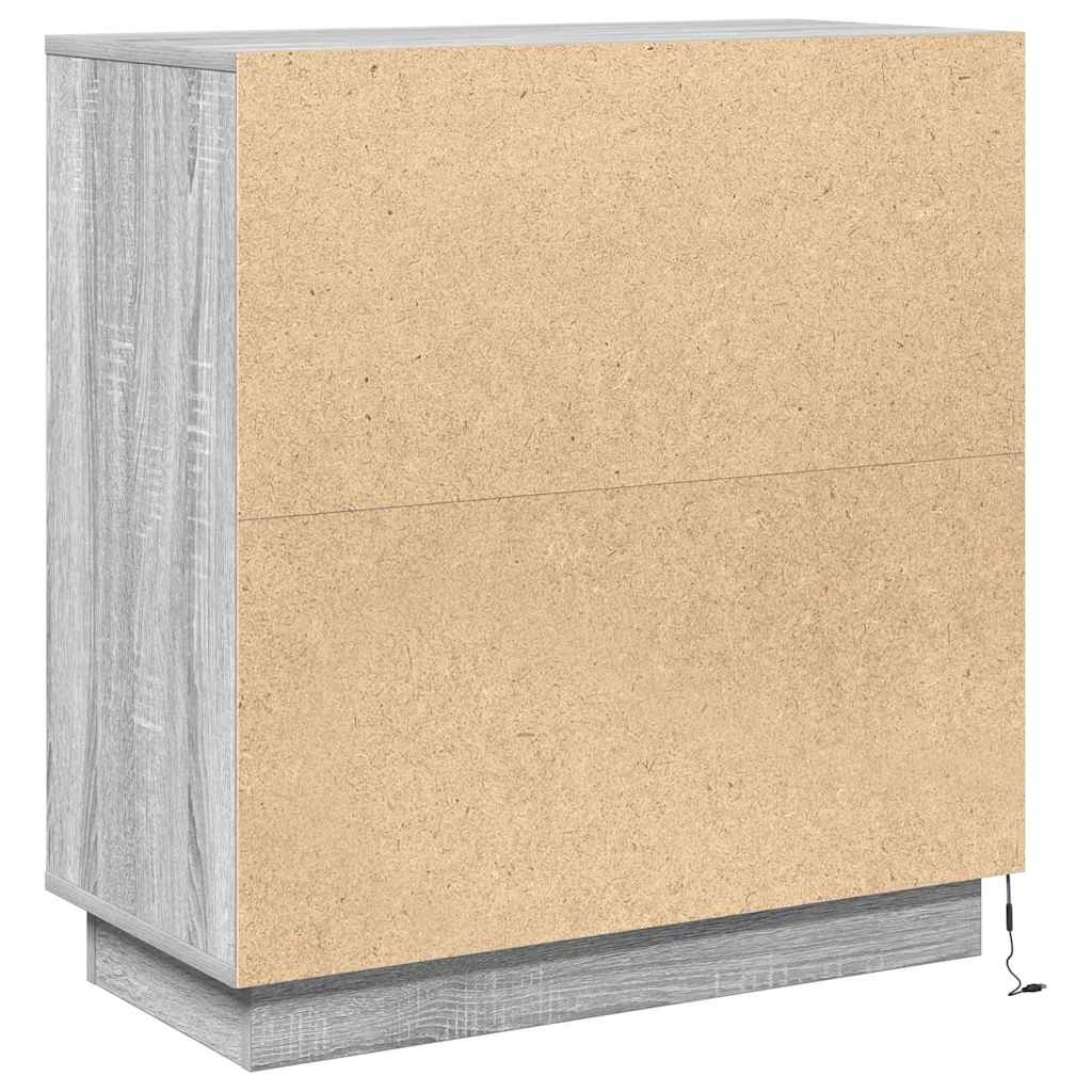 vidaXL LED-Sideboard Graues Sonoma 71 x 34,5 x 75 cm Holzwerkstoff