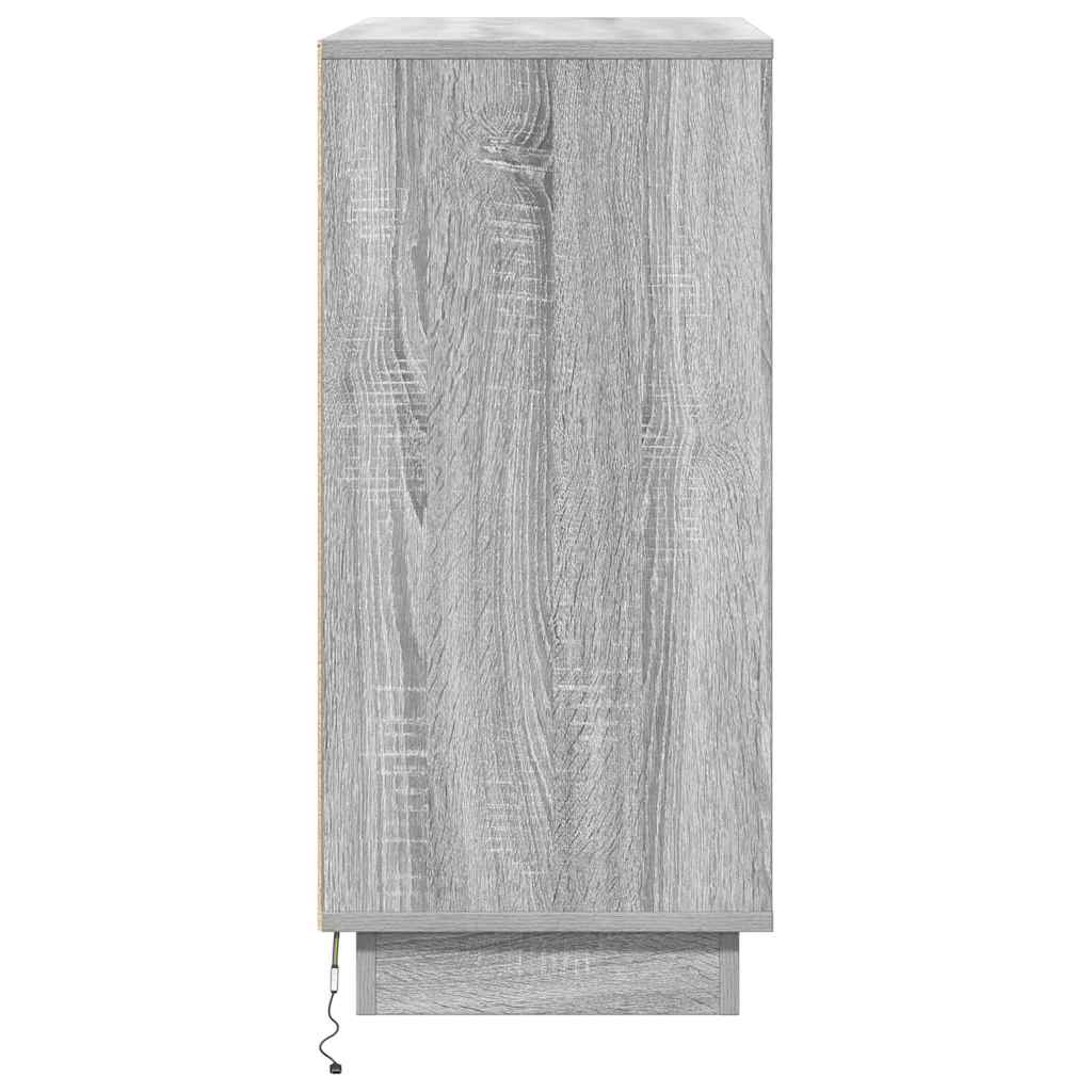 vidaXL LED-Sideboard Graues Sonoma 71 x 34,5 x 75 cm Holzwerkstoff