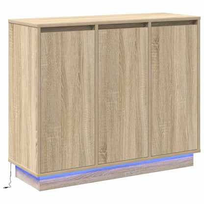 LED-Sideboard Sonoma-Eiche 90 x 32 x 75 cm Holzwerkstoff