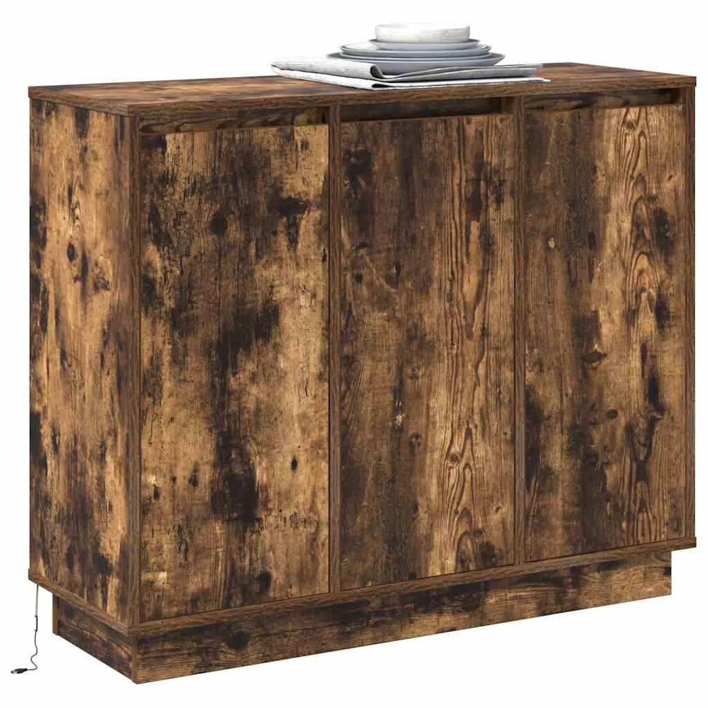 LED-Sideboard Geräucherte Eiche 90 x 32 x 75 cm Holzwerkstoff