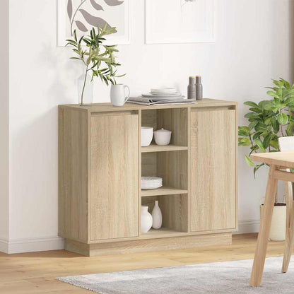 LED-Sideboard Sonoma-Eiche 90 x 32 x 75 cm Holzwerkstoff