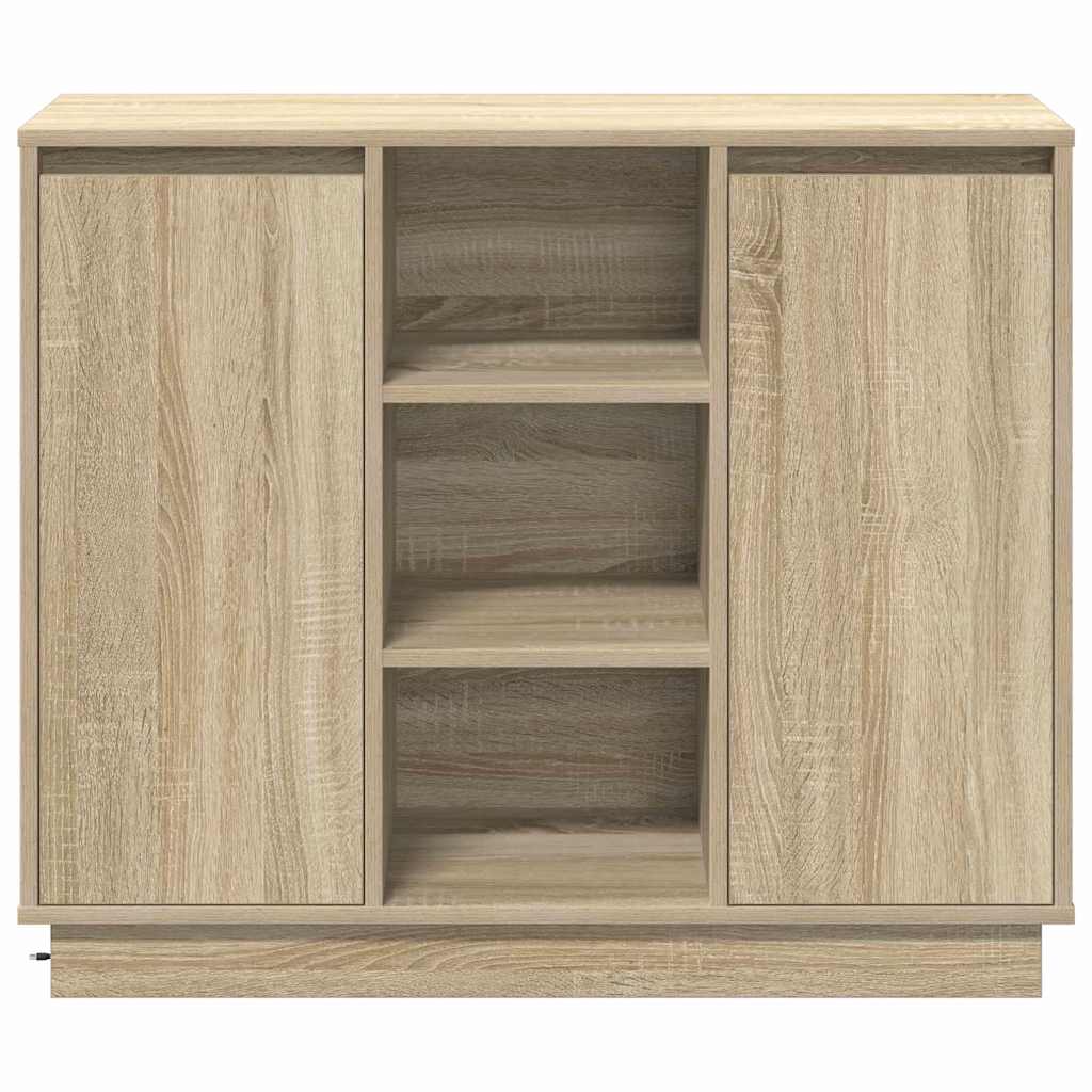 LED-Sideboard Sonoma-Eiche 90 x 32 x 75 cm Holzwerkstoff