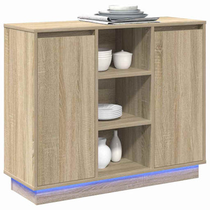 LED-Sideboard Sonoma-Eiche 90 x 32 x 75 cm Holzwerkstoff