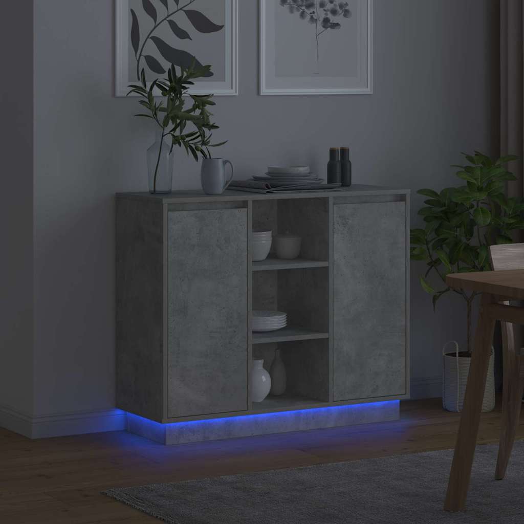 vidaXL LED-Sideboard Beton Grau 90 x 32 x 75 cm Holzwerkstoff