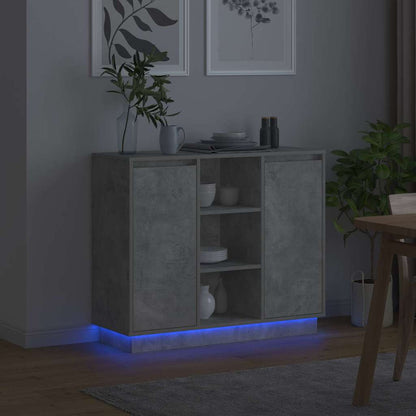 vidaXL LED-Sideboard Beton Grau 90 x 32 x 75 cm Holzwerkstoff