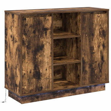 vidaXL LED-Sideboard Geräucherte Eiche 90 x 32 x 75 cm Holzwerkstoff