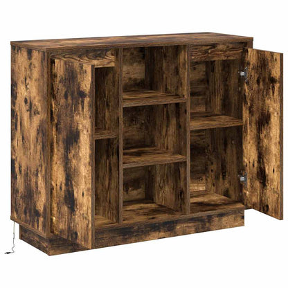 vidaXL LED-Sideboard Geräucherte Eiche 90 x 32 x 75 cm Holzwerkstoff