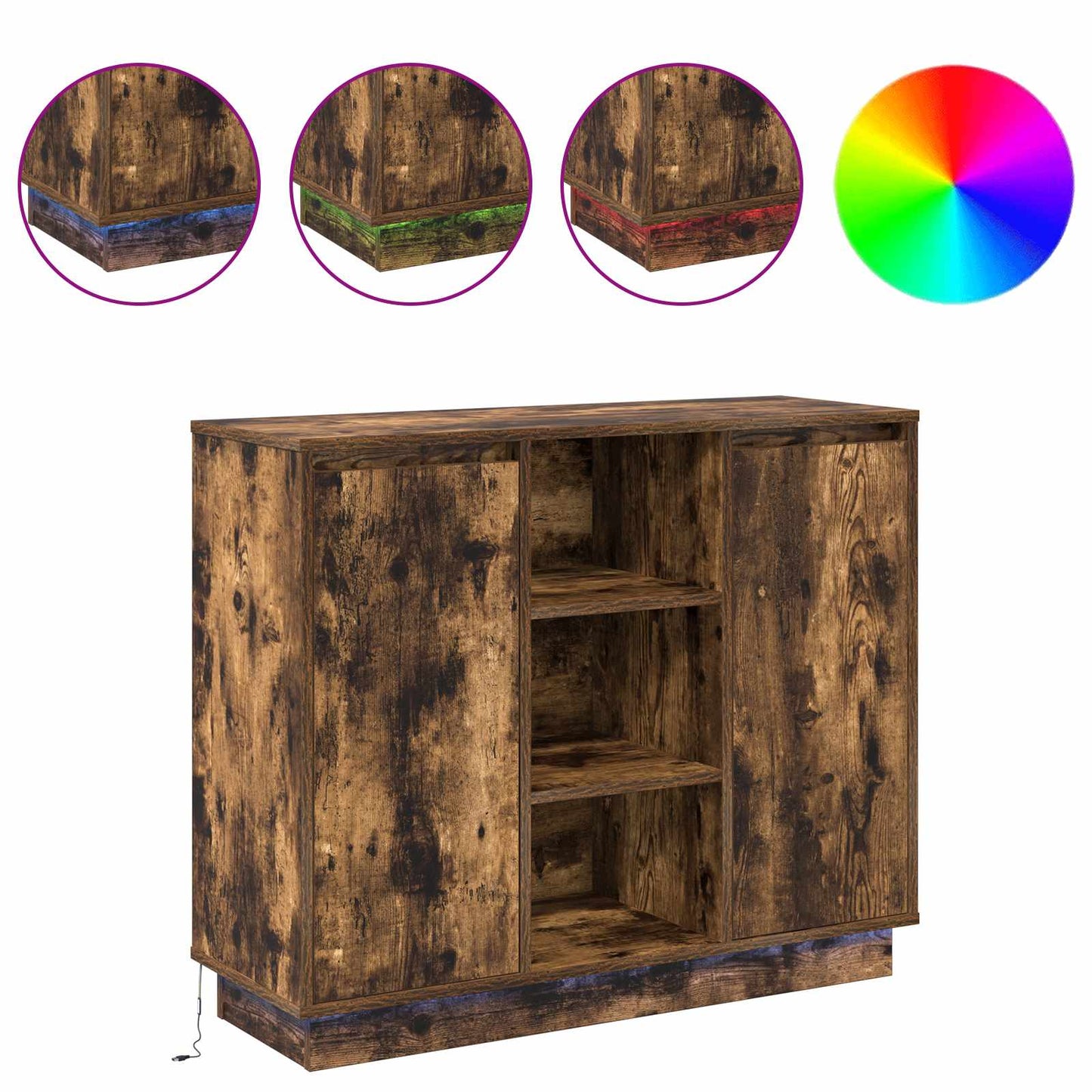 vidaXL LED-Sideboard Geräucherte Eiche 90 x 32 x 75 cm Holzwerkstoff
