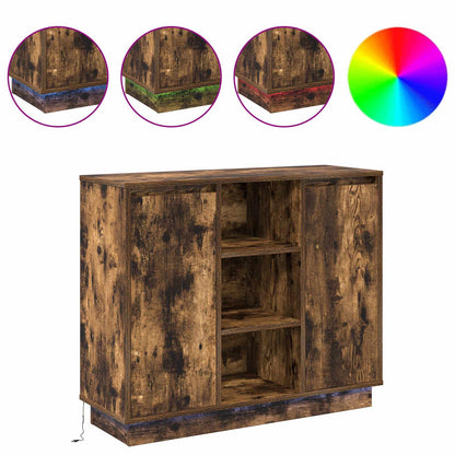 vidaXL LED-Sideboard Geräucherte Eiche 90 x 32 x 75 cm Holzwerkstoff