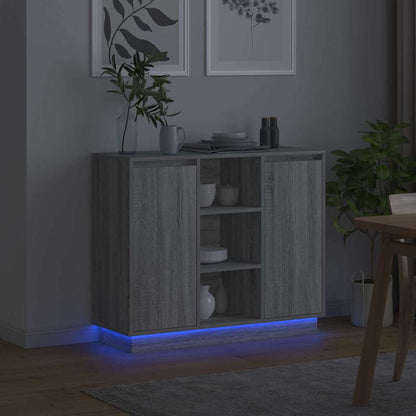 vidaXL LED-Sideboard Graues Sonoma 90 x 32 x 75 cm Holzwerkstoff